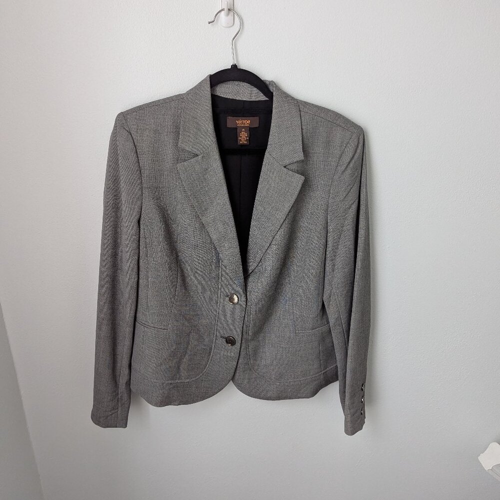 Victor Alfaro Women's Gray Wool-Rayon Blend Suit Set, 14